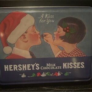 Hershey's Holiday Tin - Blue with Red and Green Accents